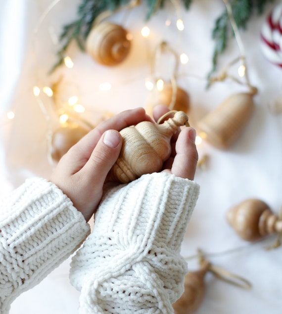 Hand turned wood christmas ornaments Clearance