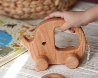 Wood Elephant Push Toy Made in Ukraine