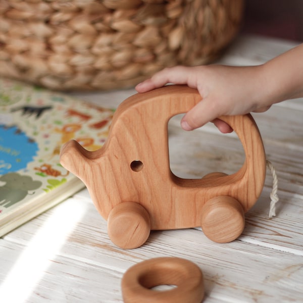 Wood Elephant Push Toy Made in Ukraine