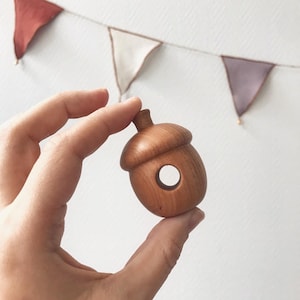 Wooden lacing toy for toddler with mushrooms, fruits and leaves Made in Ukraine image 4