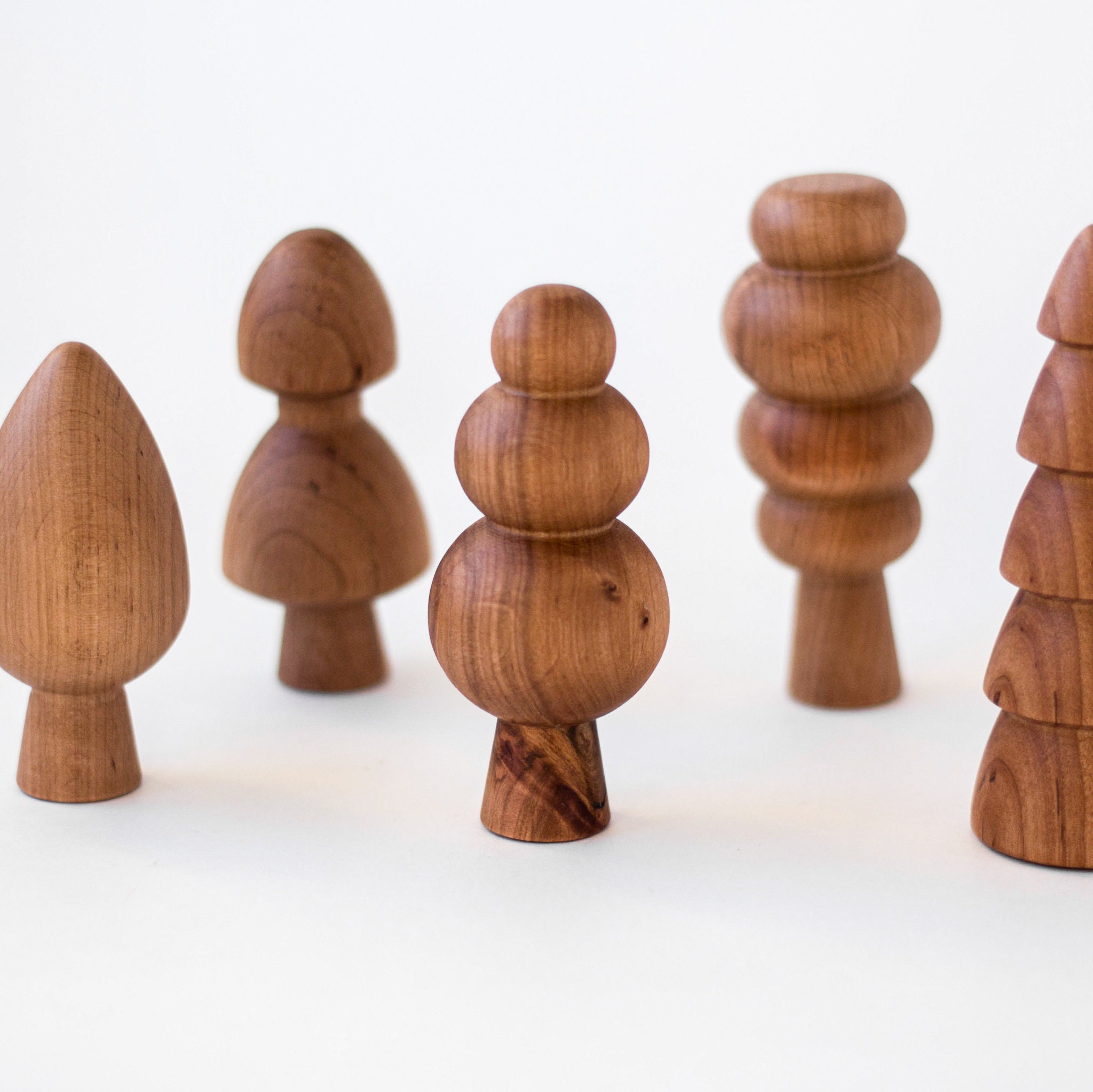 Hand turned Wooden Tree Play Set 7pcs Etsy