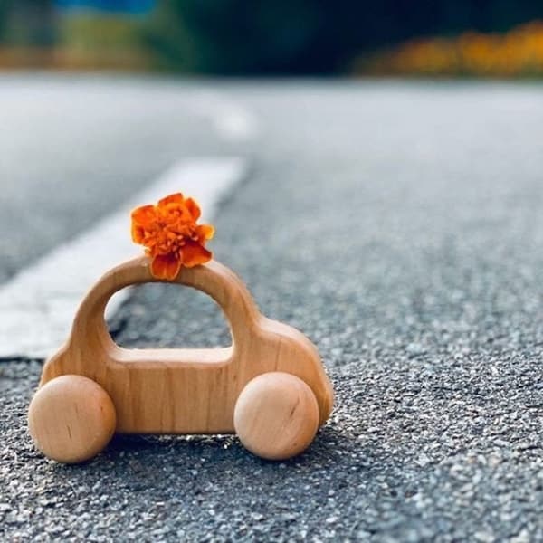 Spielzeugauto aus Holz | Holz Handschiebeauto | Miniauto | schieben Vortäuschen Spielgeschenk Made in Ukraine