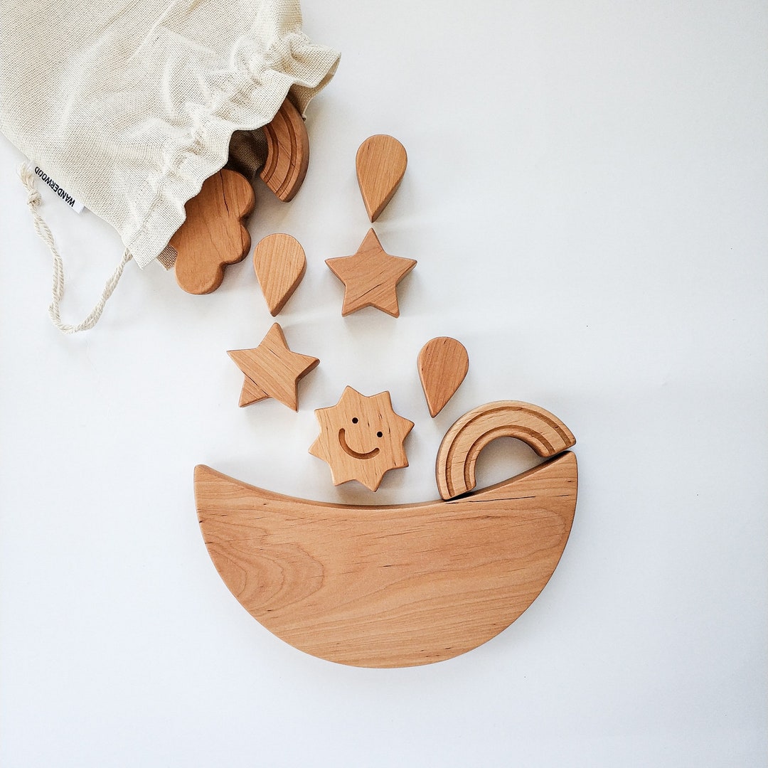 Wood Moon Balance Toy Wooden Balancing Toy 3 Year Old Girl Etsy