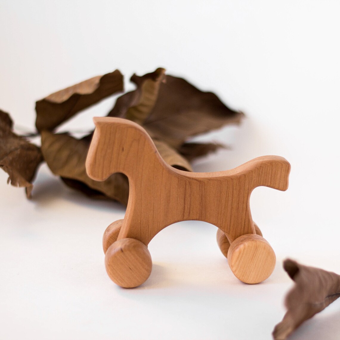 Wooden push horse on wheels Handmade wood toy wheeled horse Etsy