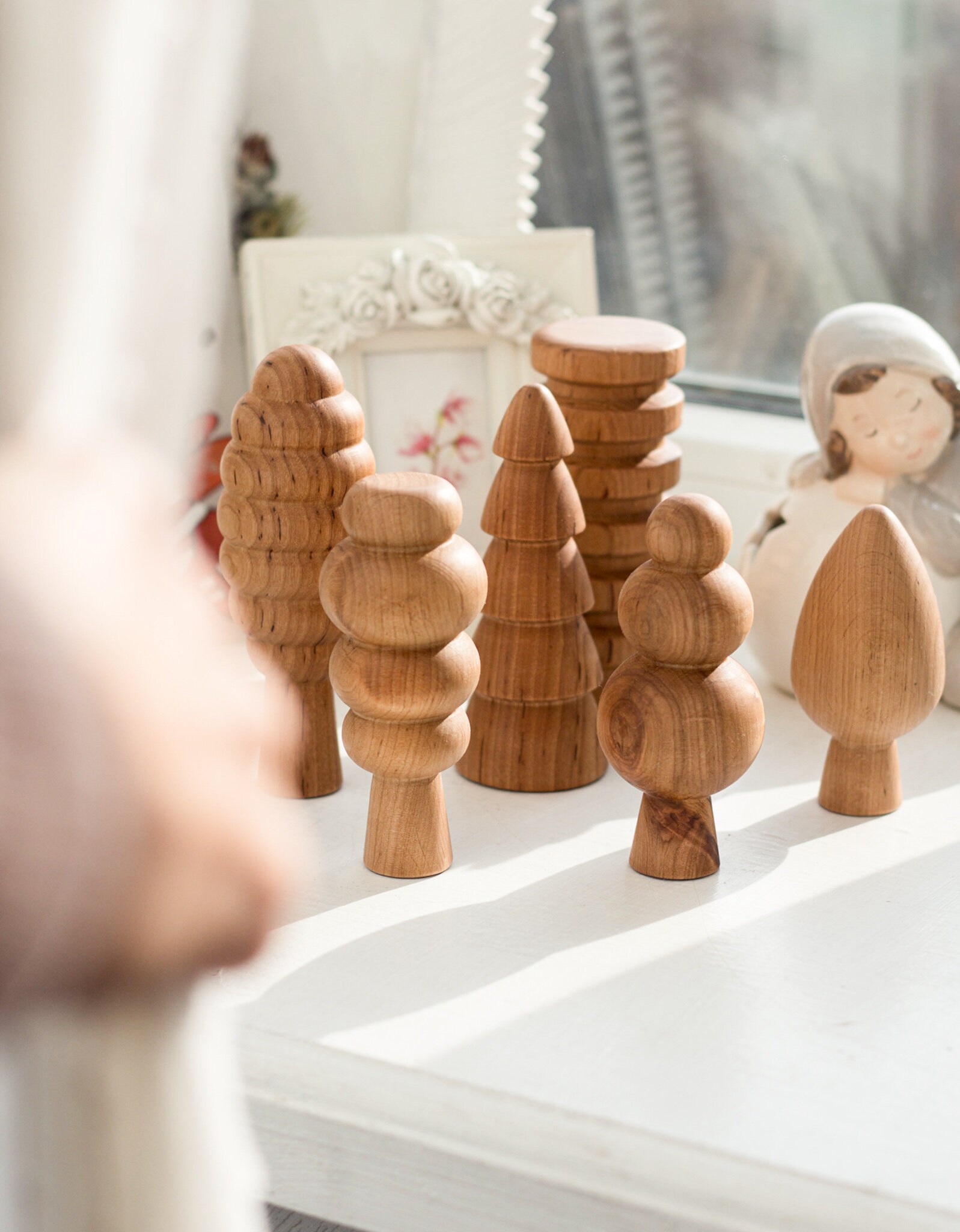 Hand turned Wooden Tree Play Set 7pcs Etsy