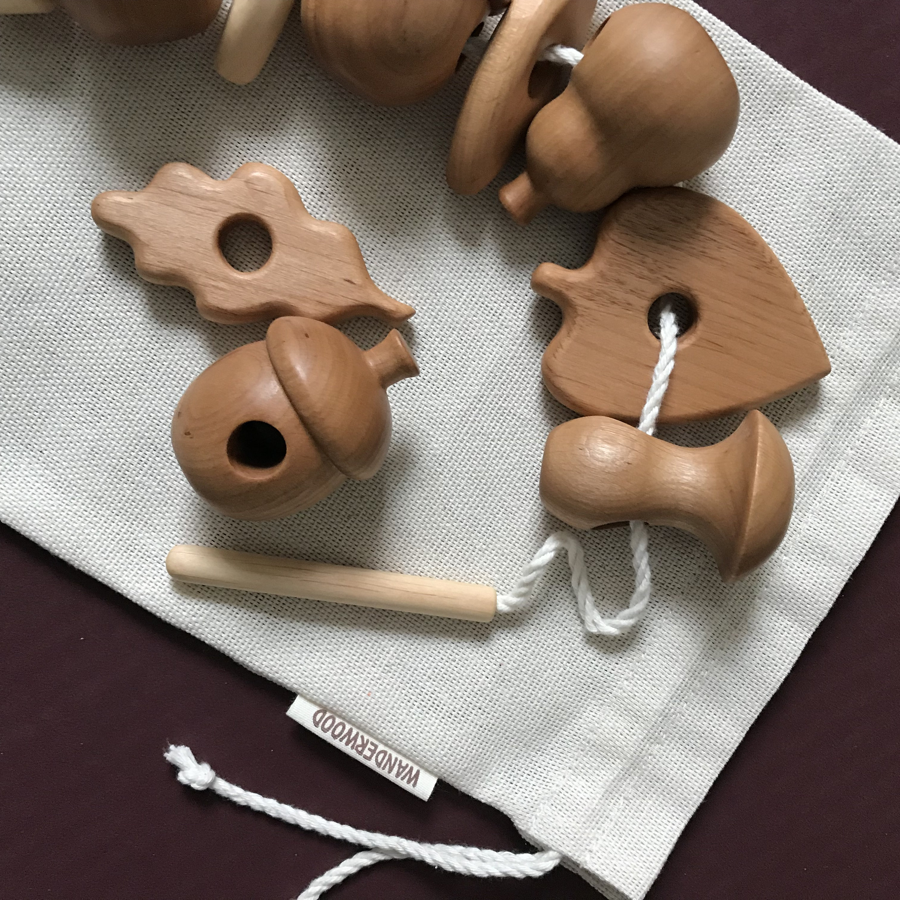 Wooden Lacing Toy for Toddler With Mushrooms Fruits and Etsy