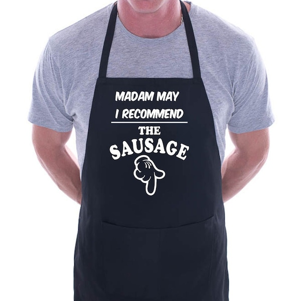 Print4u Madam May I Recommend The Sausage BBQ Chef Kochen Backen Lustige Neuheit Schürze