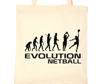 Print4u Evolution Of Netball Funny Tote Bag 100% Cotton Shopping Bag Birthday Gift