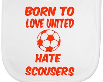 Love Man United Hate Scousers Funny Baby Toddler Newborn Bibs Baby Gift