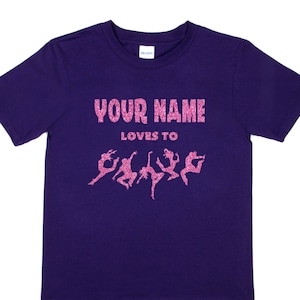 Print4u Personalised Any Name Loves To Dance Girls Kids T-Shirt Your Name Here Funny Cool T-shirt In Unique Pink Glitter print