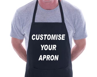 Print4u Personalised Customise this Apron Any Text Here Here Custom Printed Unisex Apron Cooking BBQ Baking Chef Apron