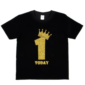 Print4u Happy 1st Birthday 1 Today Age One In Unique Gold Glitter Boys Girls T-Shirt