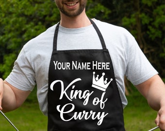 Print4u Personalise This Apron King Of Curry Any Name Here BBQ Baking Cooking Chef Apron