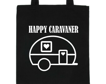 Print4U Happy Caravaner Camping Urlaub Lustige Wiederverwendbare Einkaufstasche