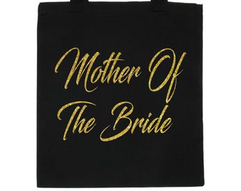 Bolsa de tela para la madre de la novia, estampado dorado brillante, recuerdo de boda
