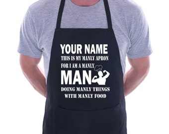 Print4U Personalised Apron This Is My Manly Apron Add Your Name Here Funny BBQ