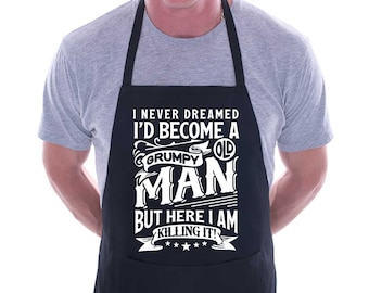 Print4u Ich bin ein mürrischer alter Mann Geburtstag Grillen Kochen Unisex Lustige Neuheit Schürze