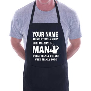 Print4U Personalised Apron This Is My Manly Apron Add Your Name Here Funny BBQ
