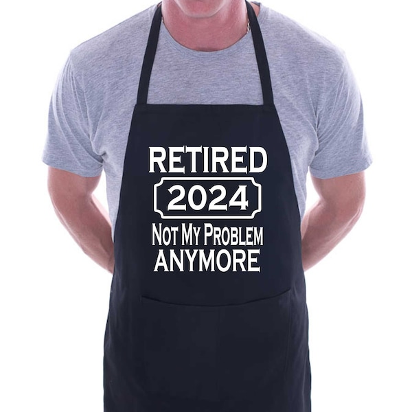 Print4u I Retired in 2024 Retirement Gift BBQ Cooking Unisex Funny Novelty Apron