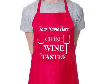 Print4u  Personalise This Apron Chief Wine Taster Any Name Here BBQ Baking Cooking Chef Apron