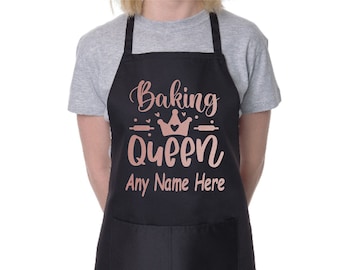 Print4U Personalisierte Schürze Baking Queen Your Name Ideal Für Geburtstagsgeschenke In Einzigartigem Rose Gold Print