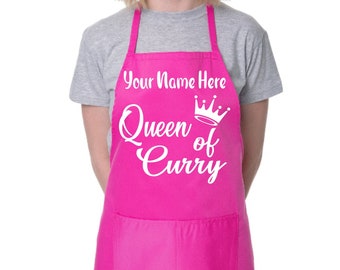 Print4u Personalise This Apron Queen Of Curry Any Name Here BBQ Baking Cooking Chef Apron