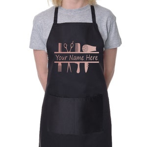 Print4U Personalised Apron Hairdresser Your Name Great For Work Hair Stylist In Unique Rose Gold Print
