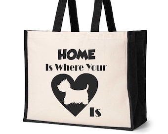 Print4U Home Is Where The Westie Is Tote Bag Dog Lovers Ladies Canvas Shopper Natural