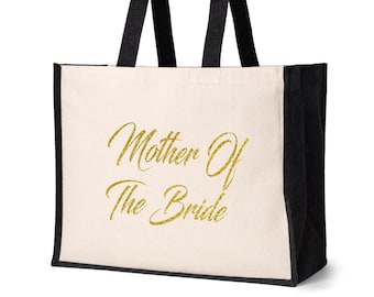 Print4U Mother Of The Bride Tote Bag Wedding Hen Party Idea Jute Canvas Shopper Natural