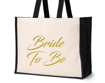 Print4U Print4U Bride Tote Bag Wedding Gift Hen Party Idea Jute Canvas Shopper Natural