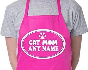 Print4U Personalised Apron The Cat Mom add your name here Cat lover Present