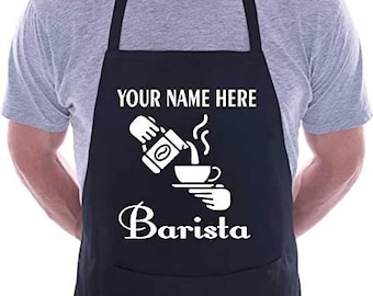 Print4U Personalised Apron Barista Add Your Name Here Coffee Shop