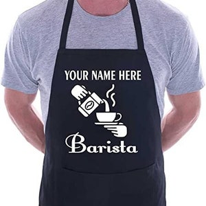 Print4U Personalisierte Schürze Barista Add Your Name Here Coffee Shop