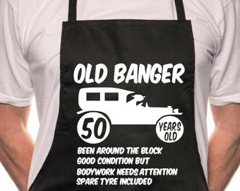 Print4u 50th Birthday Old Banger BBQ Cooking Funny Novelty Apron
