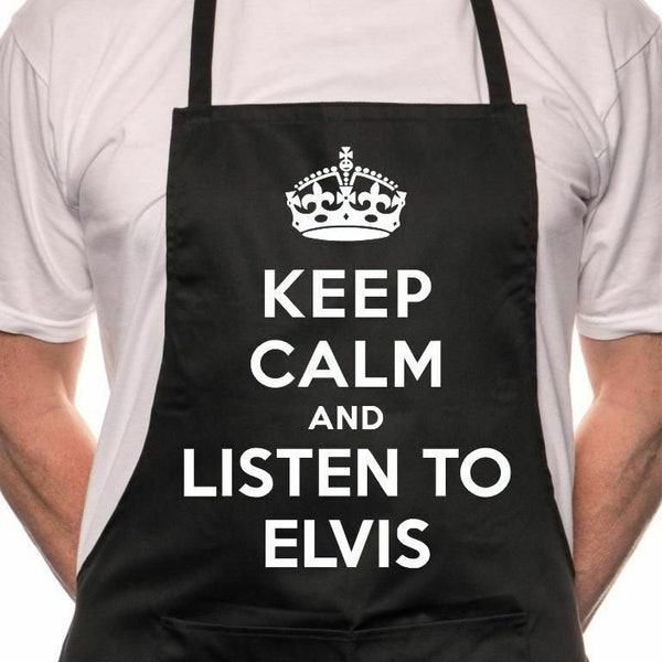 Print4u Restez calme et écoutez Elvis BBQ Cooking Drôle De Nouveauté Tablier