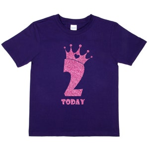 Print4u Happy 2nd Birthday 2 Today Age Two In Unique Pink Glitter Boys Girls T-Shirt