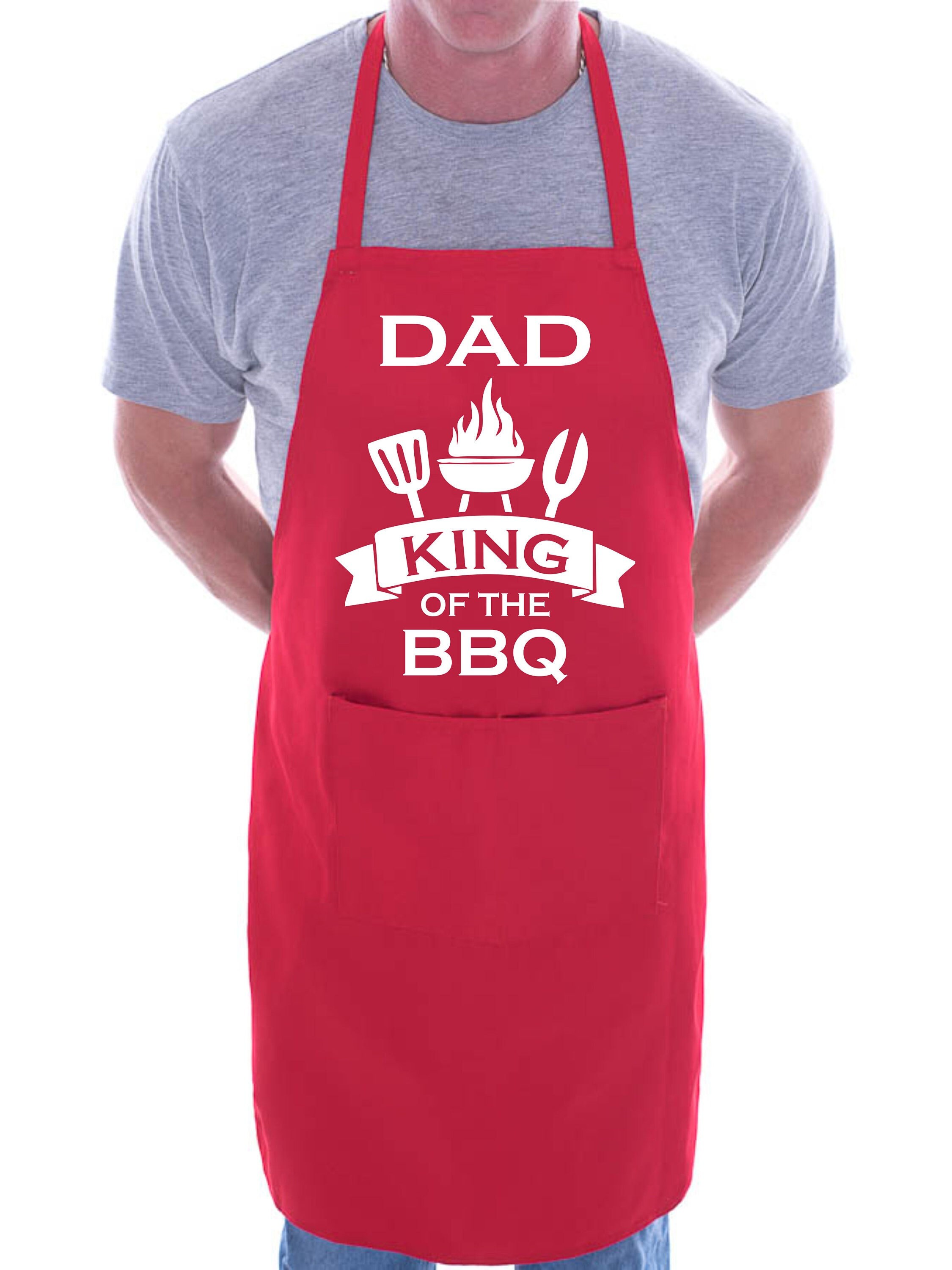 "King Of The Grill" BBQ Apron For Men - Adjustable With 3 Pockets, Funny Gift For Dad, Husband