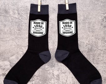 Print4u 30th Birthday Born in 1996 Men's Novelty Socks Black 30 Year Old Gift