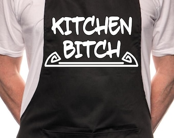 Print4u Kitchen Bitch BBQ Hornear Chef Cocinar Delantal Divertido y Novedad