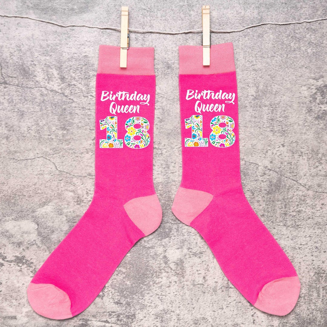 Queen Socks 18th Birthday Queen Socks: Ladies Pink Novelty Socks - Etsy