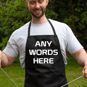 Print4u Personalised Put Any Words Here Custom Printed Unisex Apron Cooking BBQ Baking Chef Apron