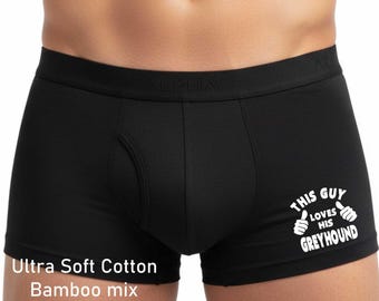 Funny Dog Owner Gift Guy Loves His Greyhound Bamboo Super soft Boxer Shorts