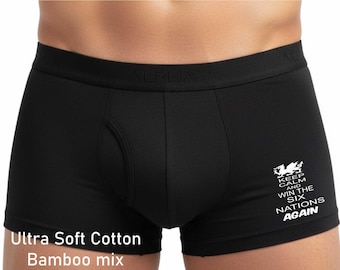 Welsh Rugby 6 Nations Bamboo Boxer Shorts Birthday Gift