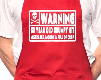 Funny 50th Birthday Apron, Grumpy Git Novelty Gift
