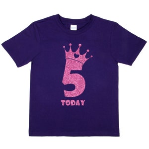 Print4u Happy 5th Birthday 5 Today Age Five In Unique Pink Glitter Boys Girls T-Shirt