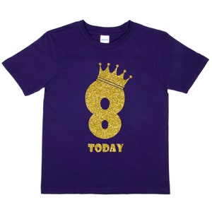 Print4u Happy 8th Birthday 8 Today Age Eight In Unique Gold Glitter Boys Girls T-Shirt