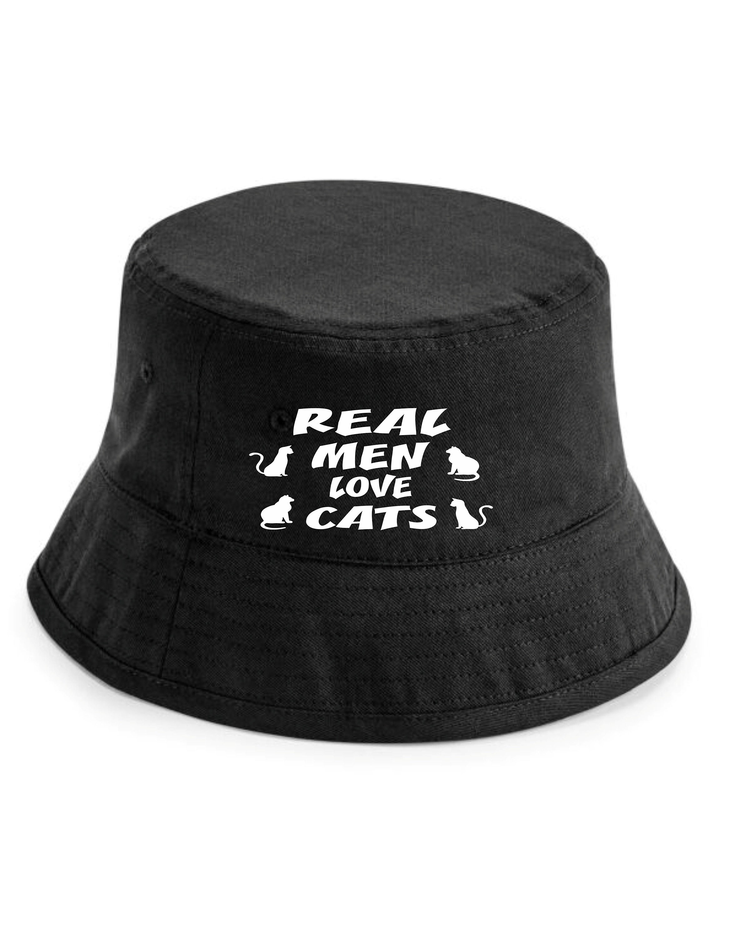 Print4u Real Men Love Cats Bucket Hat Funny Cat Lovers Gift for Men 