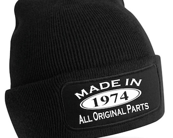 Print4u Made In 1974 Beanie Hat Great Funny 50th Birthday Present For Men & Ladies