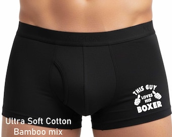 Funny Dog Owner Gift Guy Loves His Boxer Bamboo Super soft Boxer Shorts