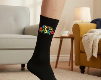 Father's Day Superdaddio Men's Black Socks Fun Birthday Gift